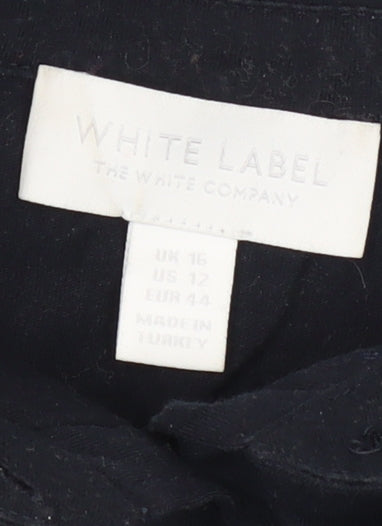 The White Company Women's Black Button-Up Shirt Size 16