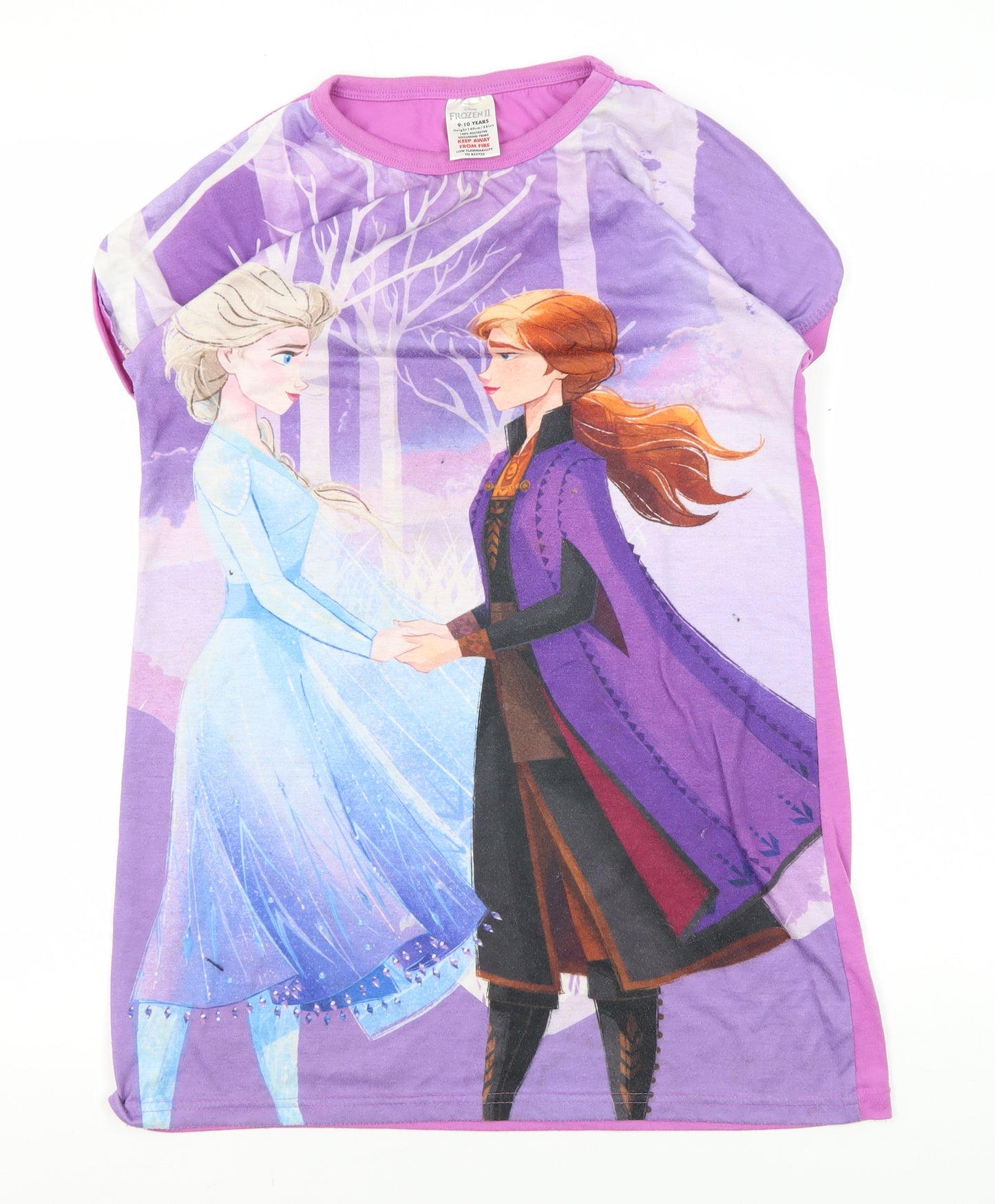 Disney Girls Purple Frozen Nightshirt 9-10 Years Short Sleeve
