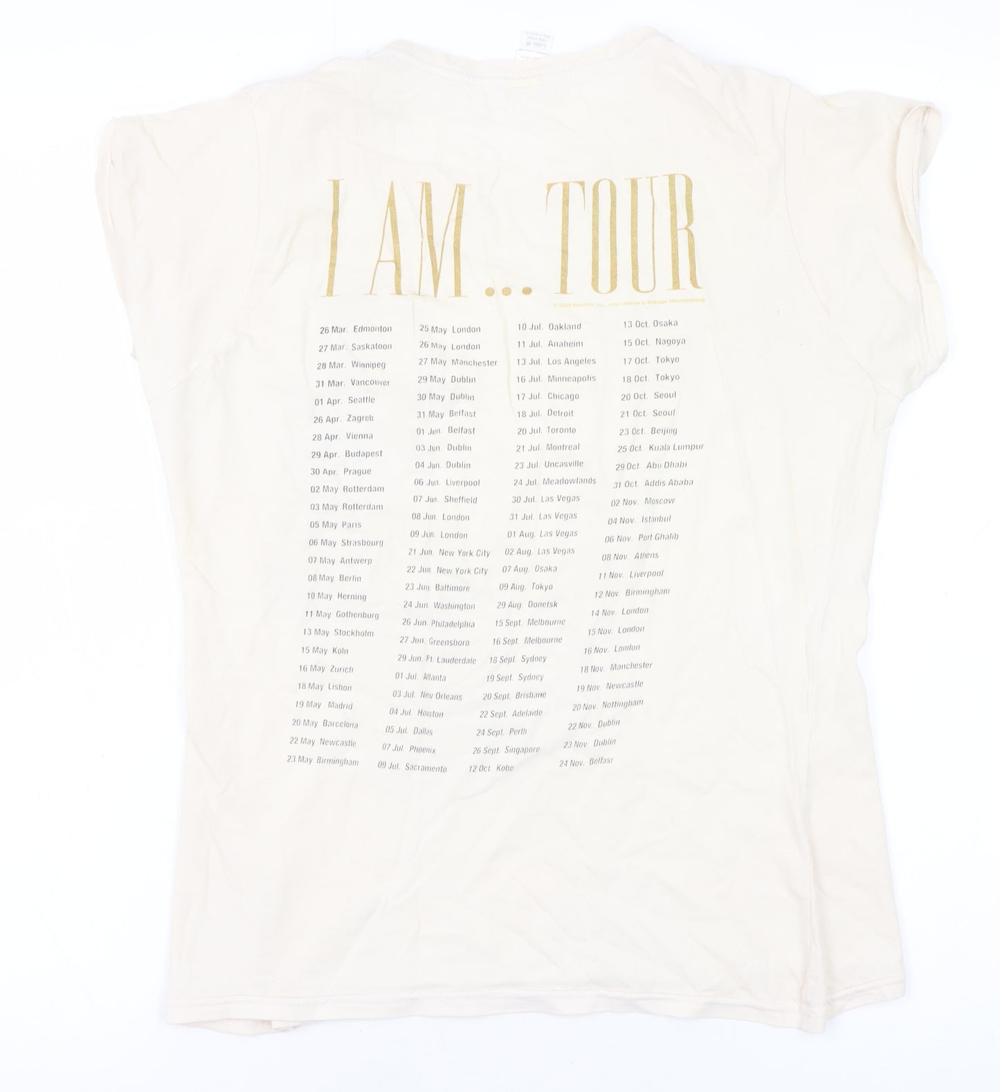 Gildan Women's Beige M Beyonce Tour T-Shirt, Music Theme