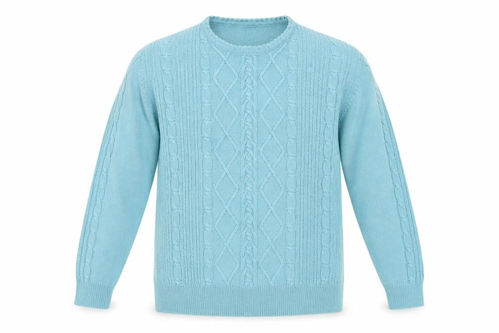 Front view of Isle Essentials Men's Blue jumper L