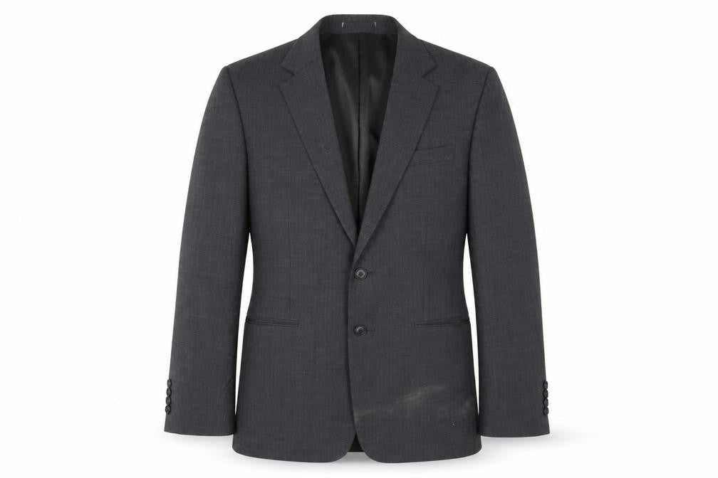 Front view of Jaeger Men's Grey Wool Blazer 40R Notch Lapel