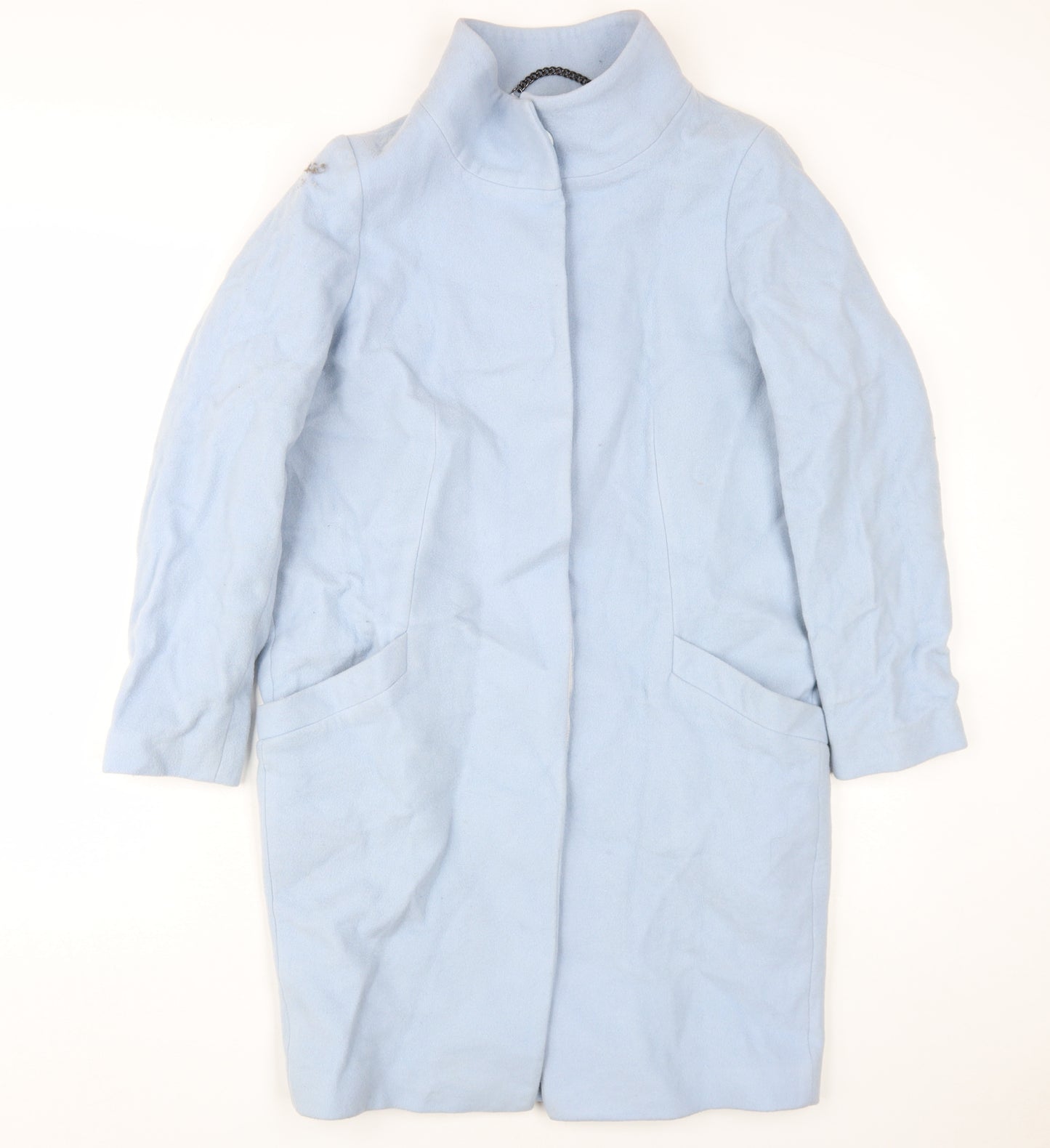 Pure Collection Women's Blue Long Wool Coat Size 10