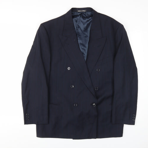 St Michael Men's Navy Double-Breasted Wool Blazer 44S