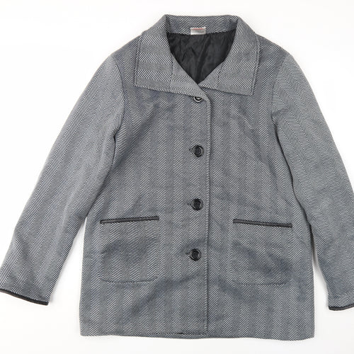 Anne de Lancay Women's Grey Herringbone Overcoat - L