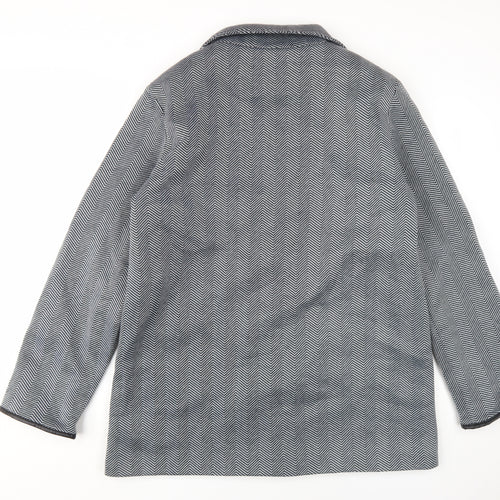 Anne de Lancay Women's Grey Herringbone Overcoat - L