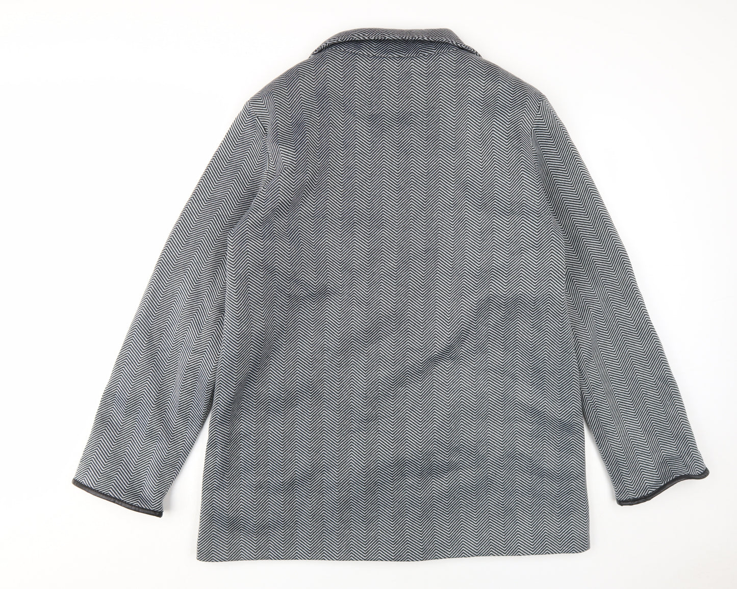 Anne de Lancay Women's Grey Herringbone Overcoat - L