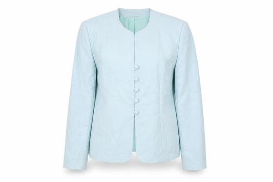 Front view of Gabriella Rossi Women's Blue Formal Jacket, size 14
