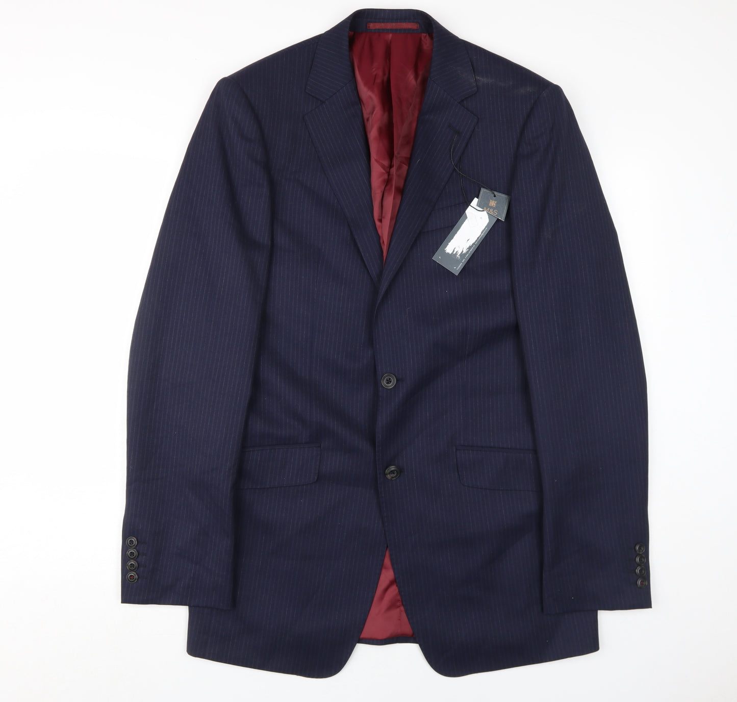 Marks and Spencer Men's Blue 38 Extra Long Wool Blazer