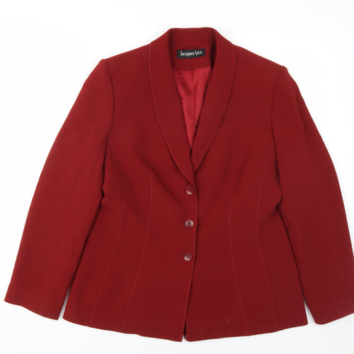 Jacques Vert Women's Red Blazer, Size 12, Formal Workwear