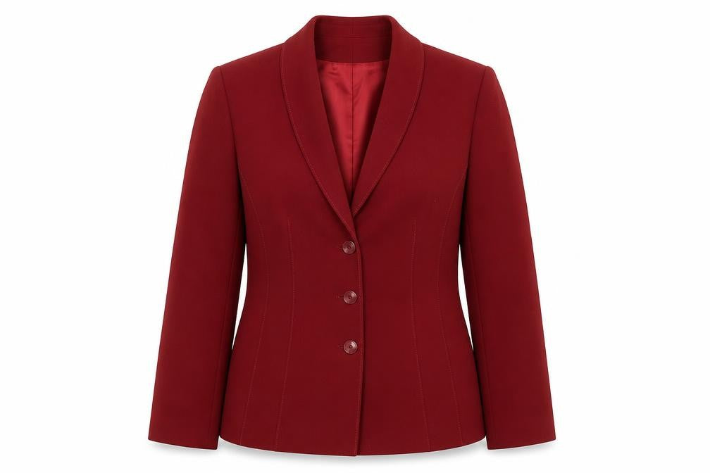 Front view of Jacques Vert Women's Red Blazer, size 12, Formal Workwear