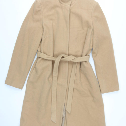 Amaranto Women's Beige Wool Overcoat Size 14