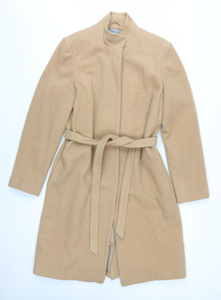 Amaranto Women's Beige Wool Overcoat Size 14