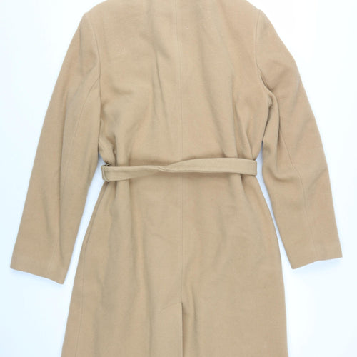 Amaranto Women's Beige Wool Overcoat Size 14