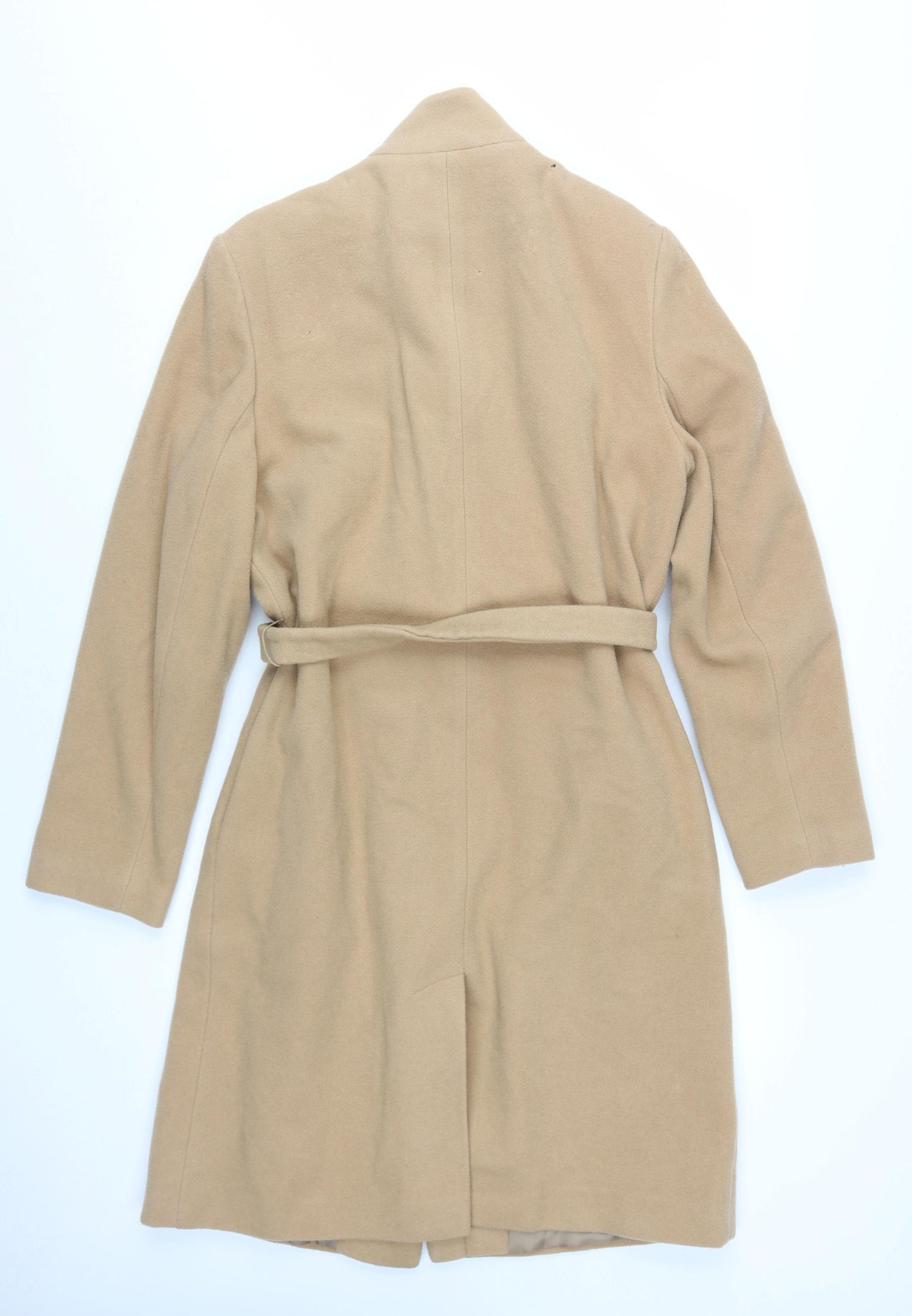 Amaranto Women's Beige Wool Overcoat Size 14