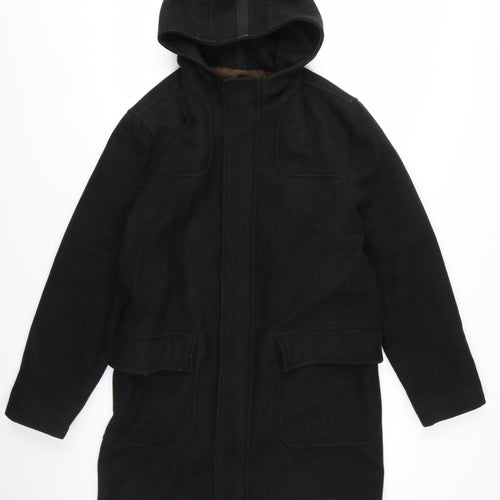 River Island Men's Black Wool Parka Coat Size S