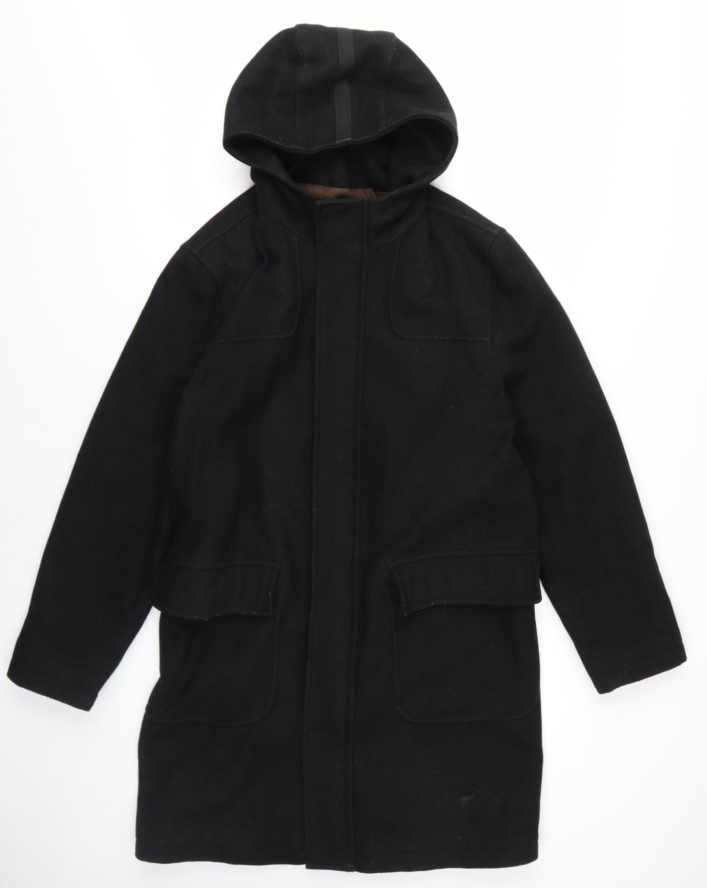 River Island Men's Black Wool Parka Coat Size S
