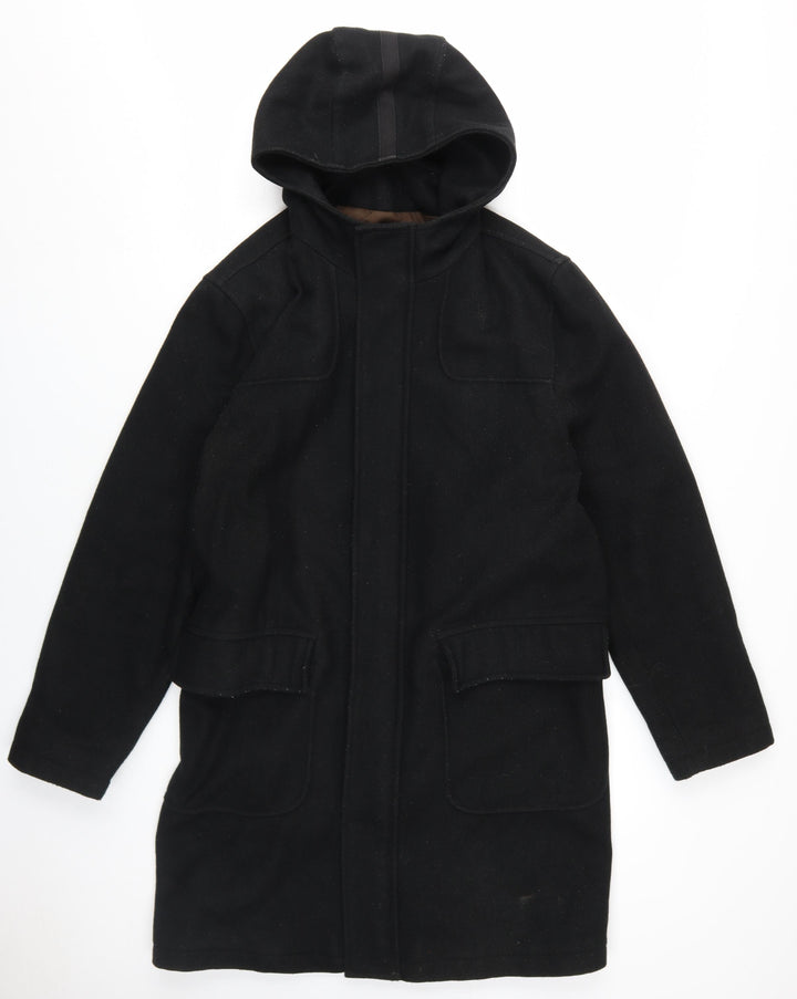 River Island Men's Black Wool Parka Coat Size S