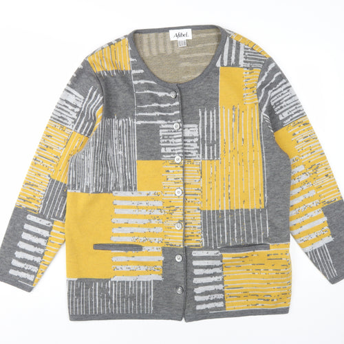 Afibel Women's Grey Yellow Cardigan UK 20