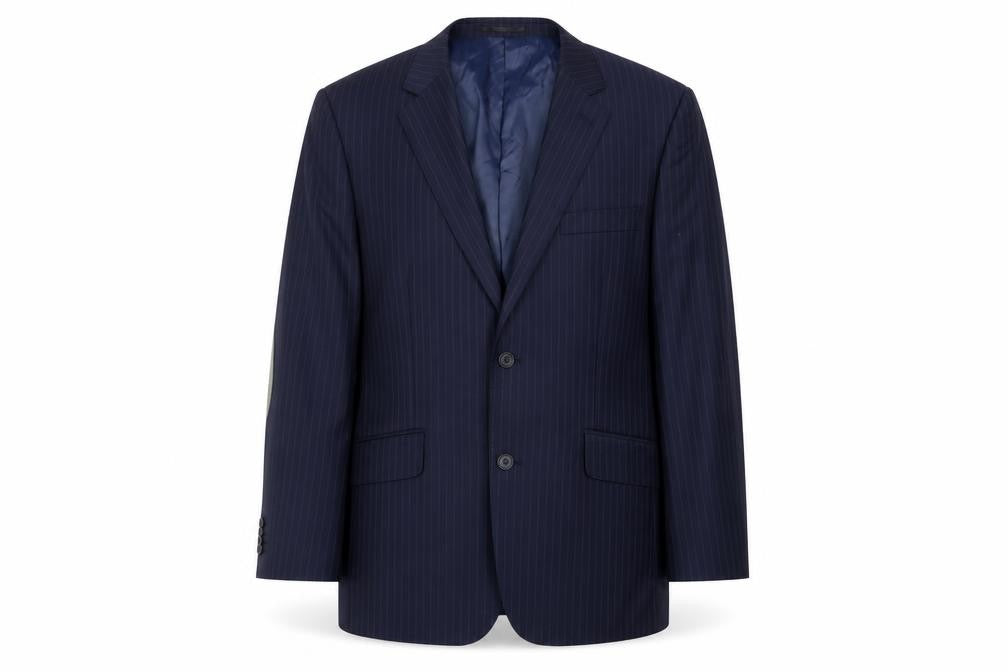 Front view of T.M. Lewin Men’s Blue Striped Wool Blazer 42S