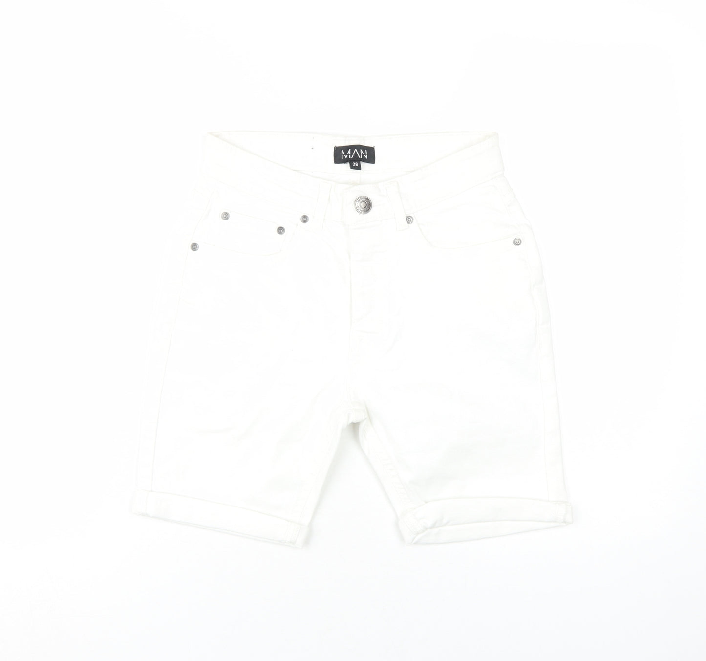boohooMAN Men's White Shorts XS