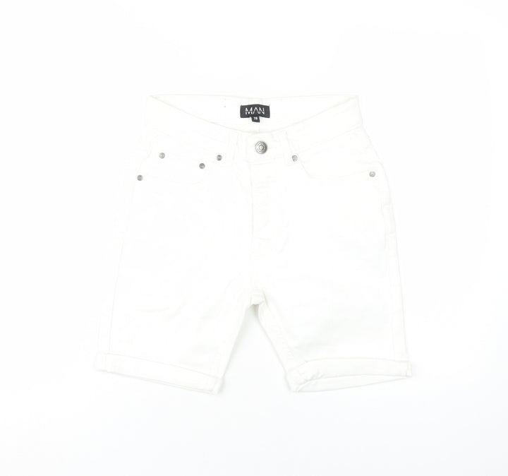 boohooMAN Men's White Shorts XS
