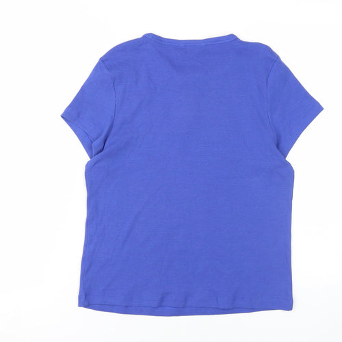 Marks and Spencer Women's Blue Crew Neck T-Shirt Size 16