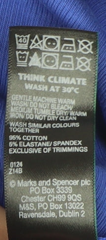 Marks and Spencer Women's Blue Crew Neck T-Shirt Size 16