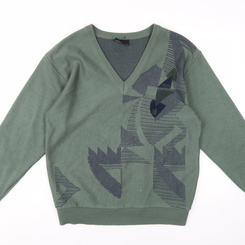 Gabicci Men's Green V-Neck Pullover Jumper, M