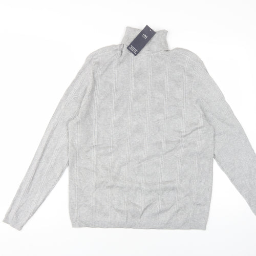 Marks and Spencer Women's Grey Roll Neck Jumper, Size 18