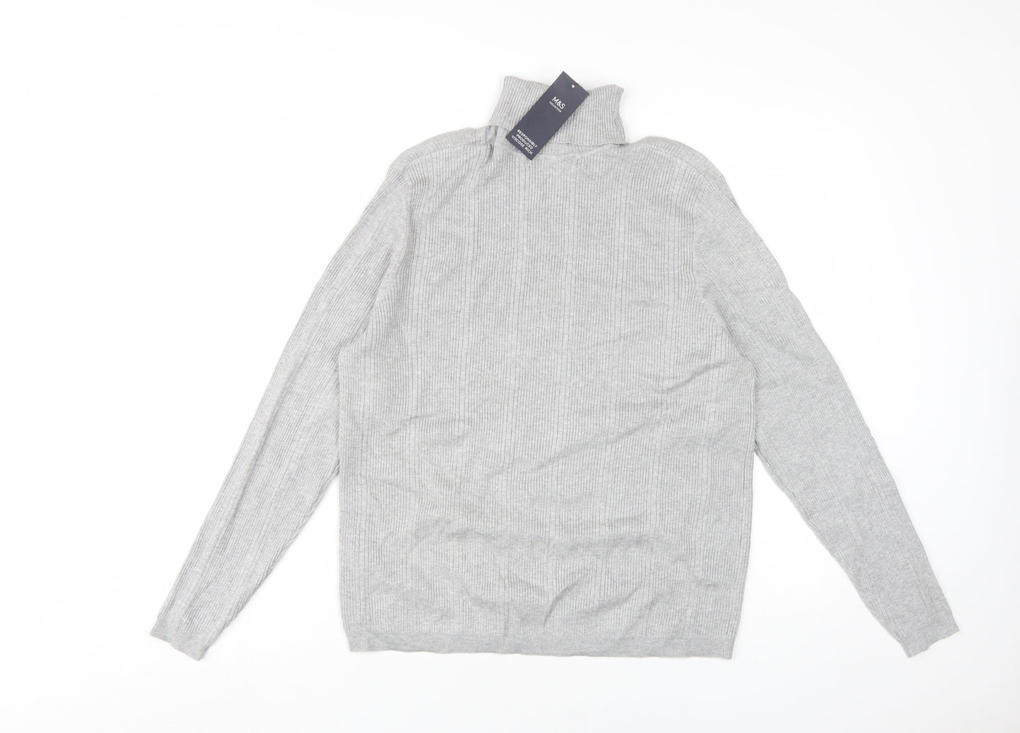 Marks and Spencer Women's Grey Roll Neck Jumper, Size 18