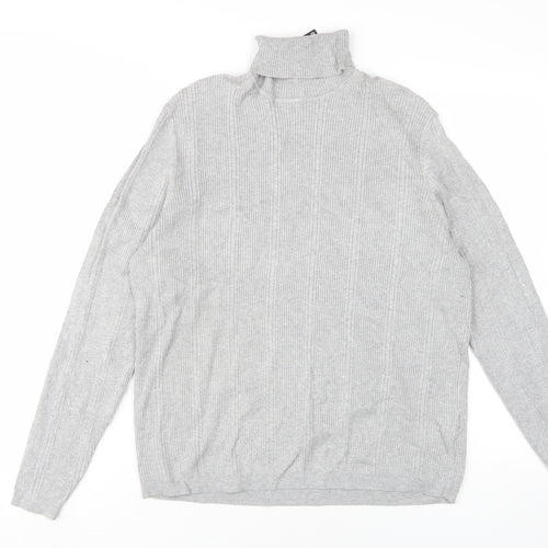 Marks and Spencer Women's Grey Roll Neck Jumper, Size 18
