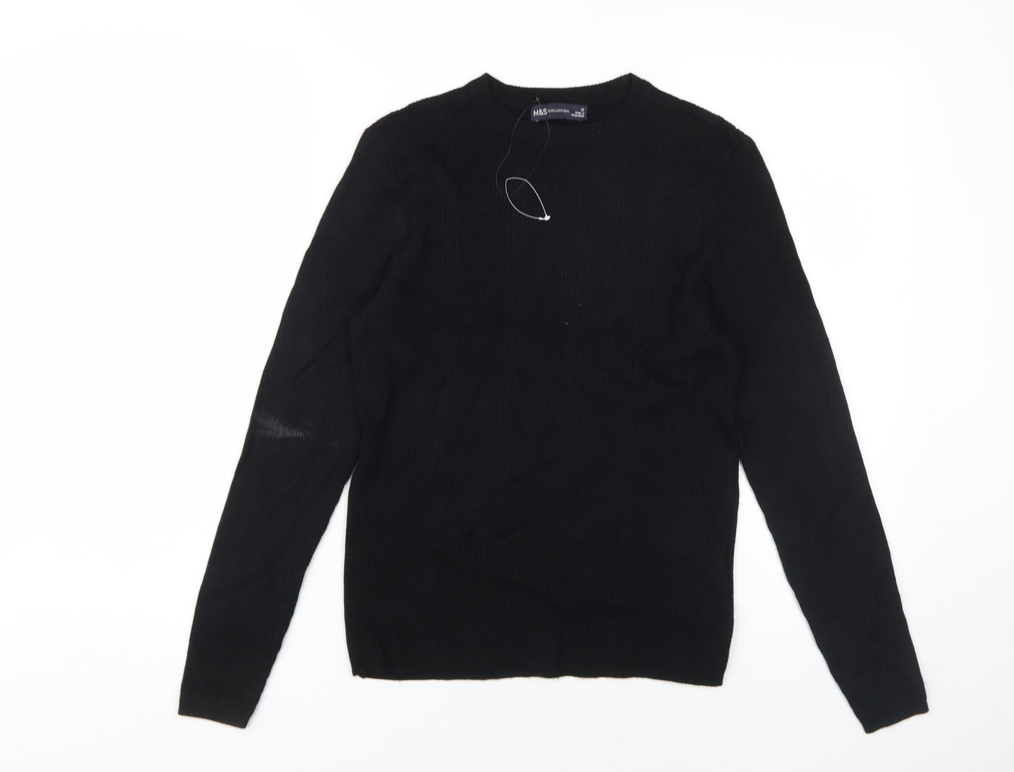 Marks and Spencer Women's Black Jumper, Size 12, Crew Neck