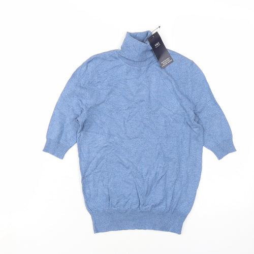 Marks and Spencer Women's Blue Roll Neck Jumper Size 6