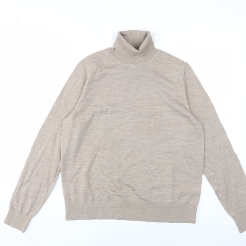 Marks and Spencer Women's Beige Roll Neck Jumper Size 10