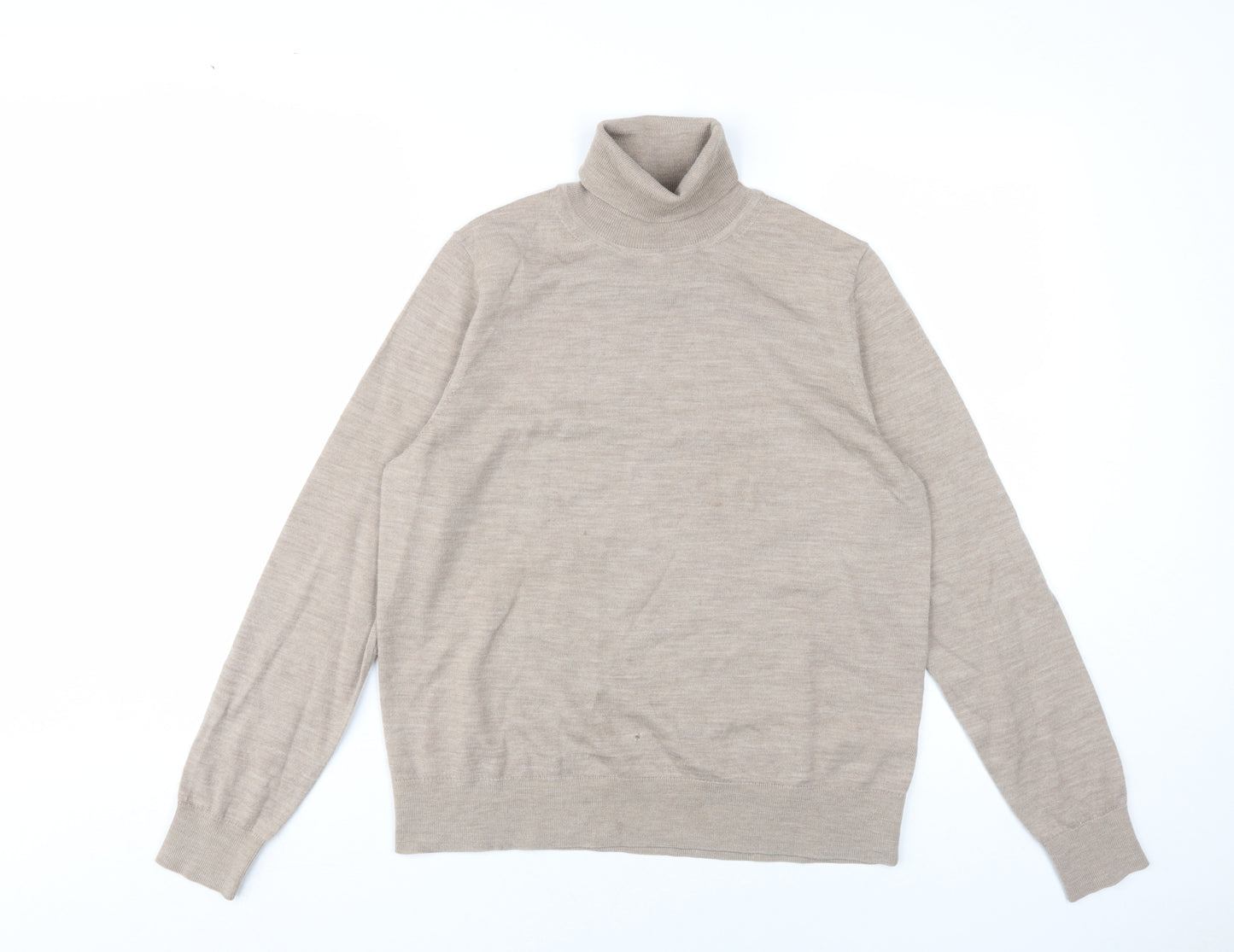Marks and Spencer Women's Beige Roll Neck Jumper Size 10