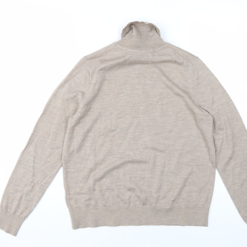 Marks and Spencer Women's Beige Roll Neck Jumper Size 10