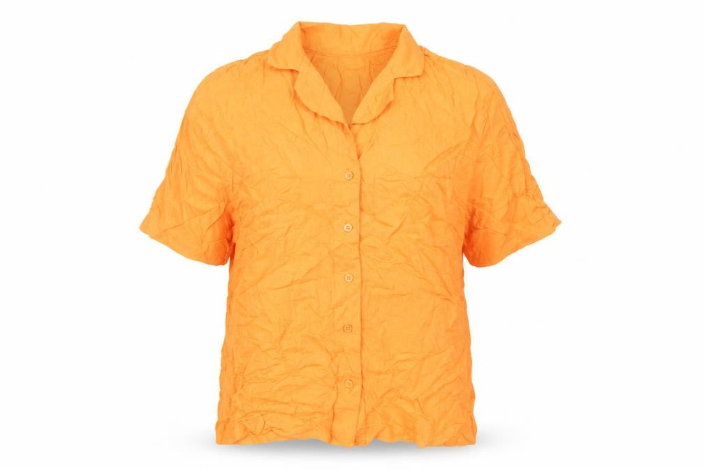 Front view of MyraSwim Women's Orange Button-Up Shirt -, size S