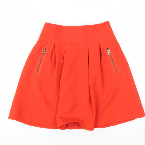 Maeve Women's Red A-Line Short Skirt with Zips