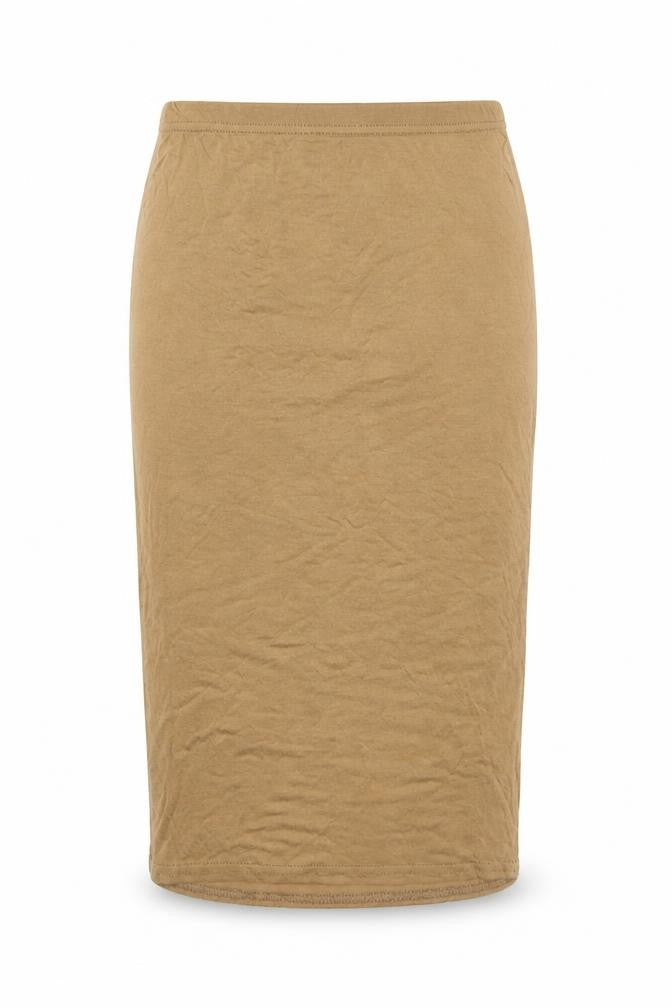 Front view of PRETTYLITTLETHING Women's Brown Midi Pencil Skirt