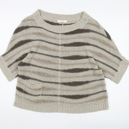 Marks & Spencer Women's Beige Striped Pullover Size 14