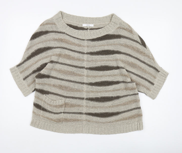 Marks & Spencer Women's Beige Striped Pullover Size 14
