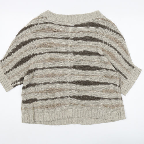 Marks & Spencer Women's Beige Striped Pullover Size 14