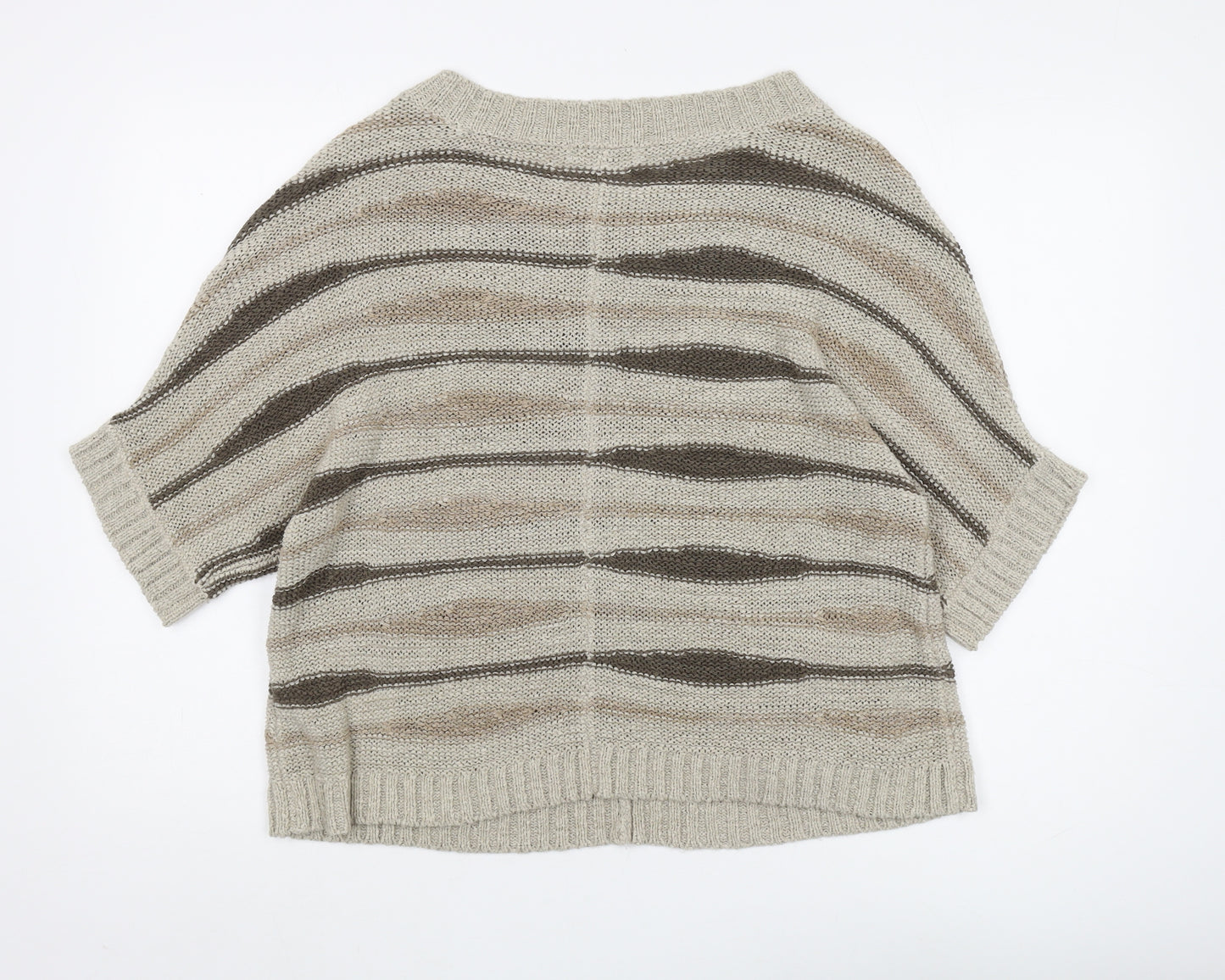 Marks & Spencer Women's Beige Striped Pullover Size 14