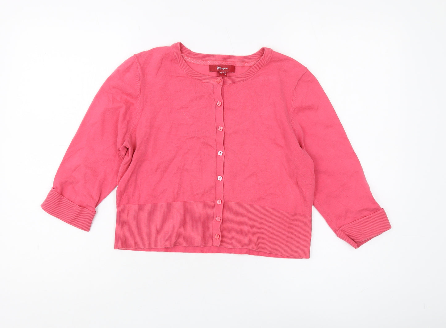 Monsoon Women's Pink Cardigan, Size 12, Crew Neck