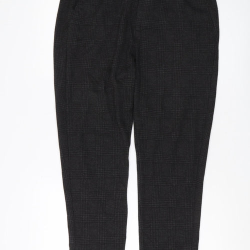 Zara Women's Black Check Trousers, M, Straight Leg