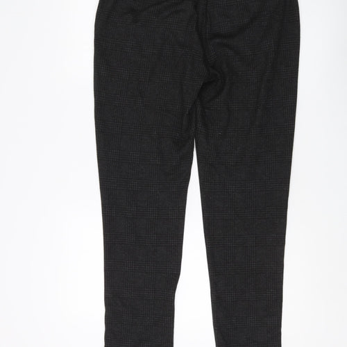 Zara Women's Black Check Trousers, M, Straight Leg