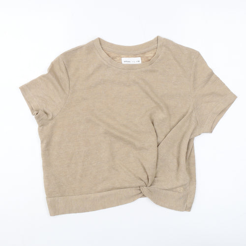 Lefties Women's Beige Crew Neck Jumper Size L