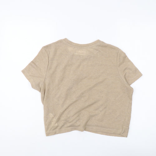 Lefties Women's Beige Crew Neck Jumper Size L