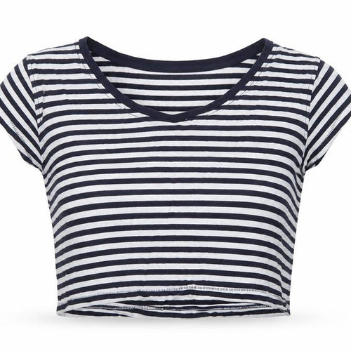 Zara Women's Black Striped Cropped T-Shirt, Size S