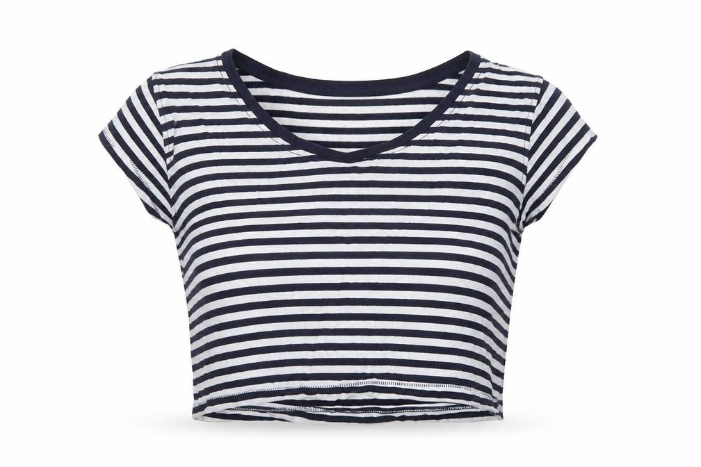 Zara Women's Black Striped Cropped T-Shirt, Size S
